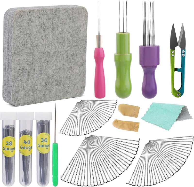 SOCNITC 99 Pcs Needles Felting Tools Needles Wool Felting Soft Needle Felting Pad with 3 Sizes Felting Needles for Needle Felting Craft DIY - Image 1